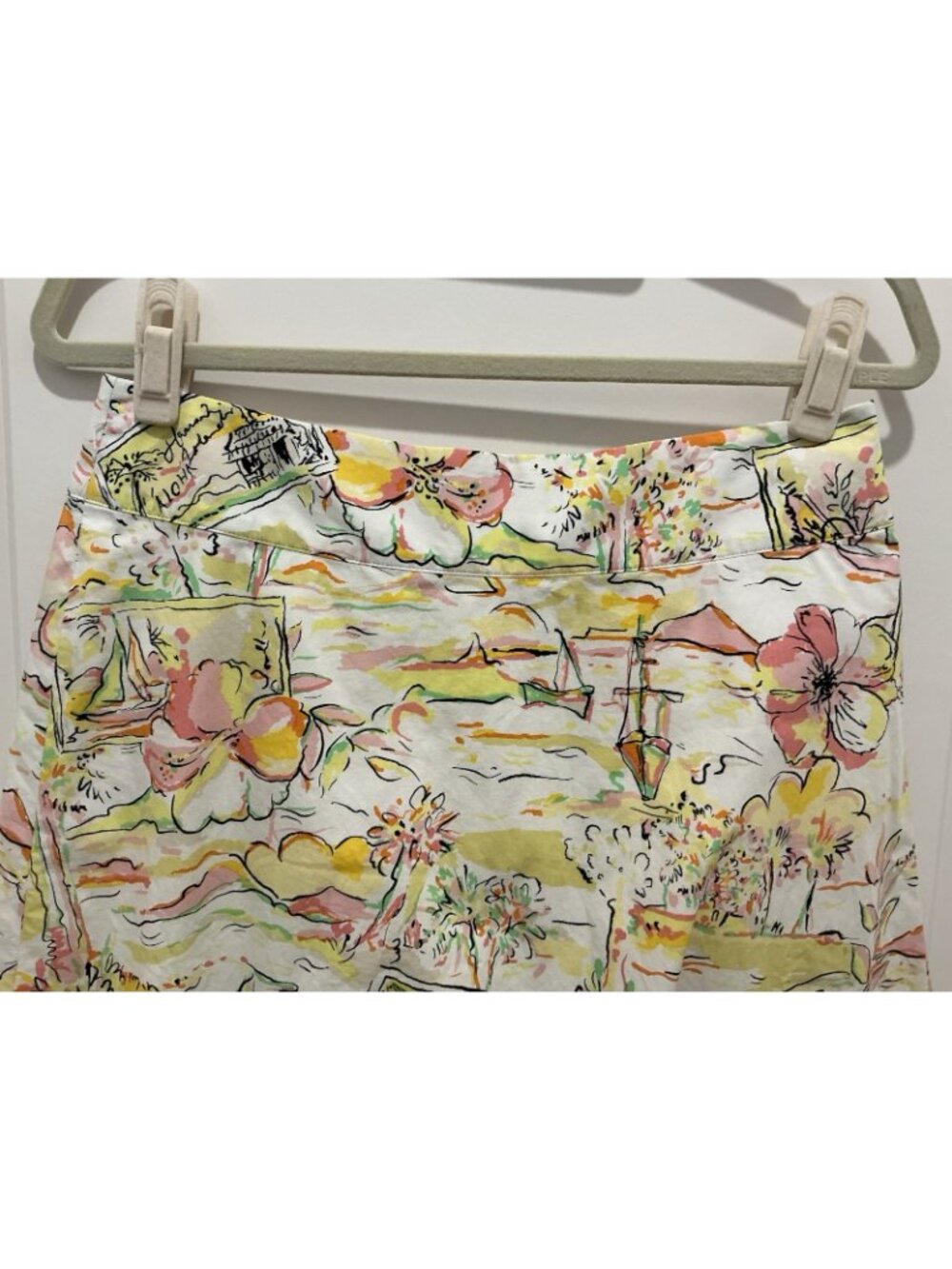 Express Skirt Size 6 Hawaiian Print White Yellow Pink Green A Line - Picture 2 of 9